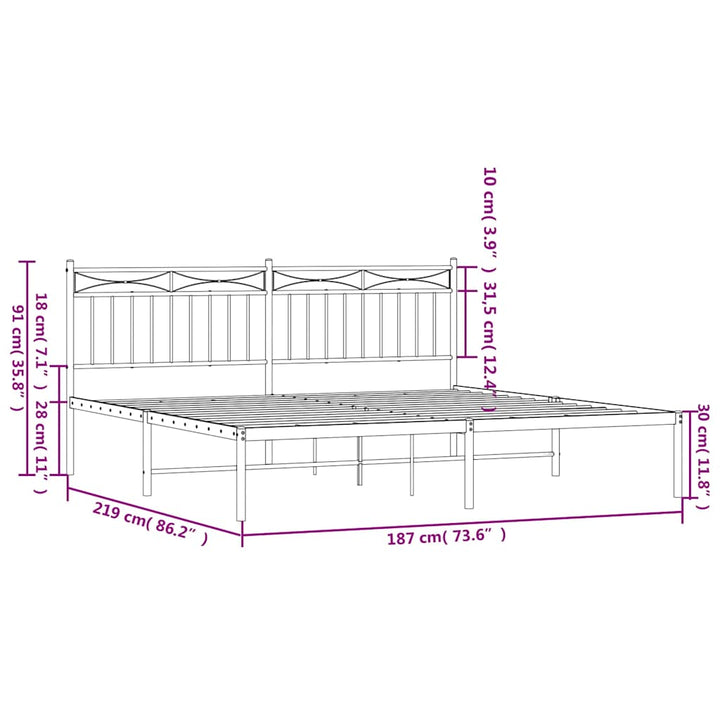 sengeramme med sengegavl 183x213 cm metal hvid