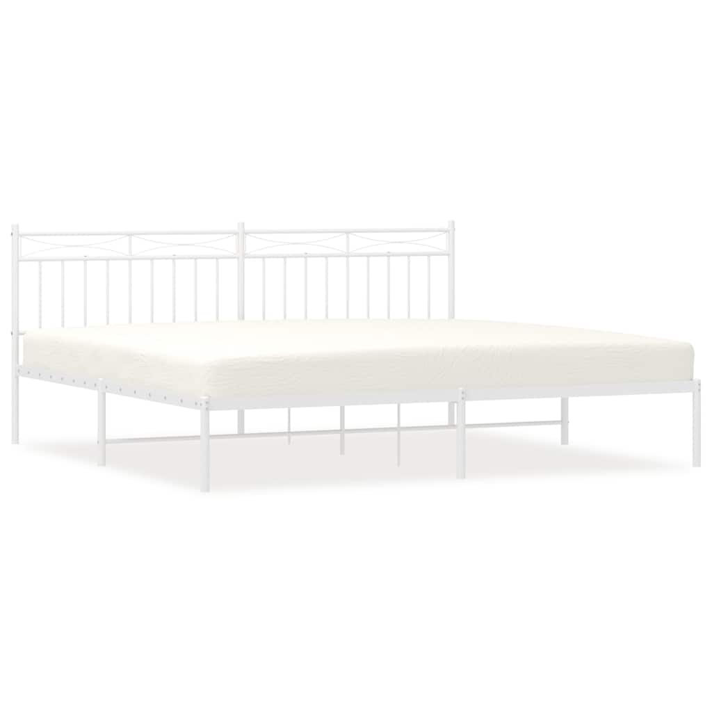 sengeramme med sengegavl 193x203 cm metal hvid