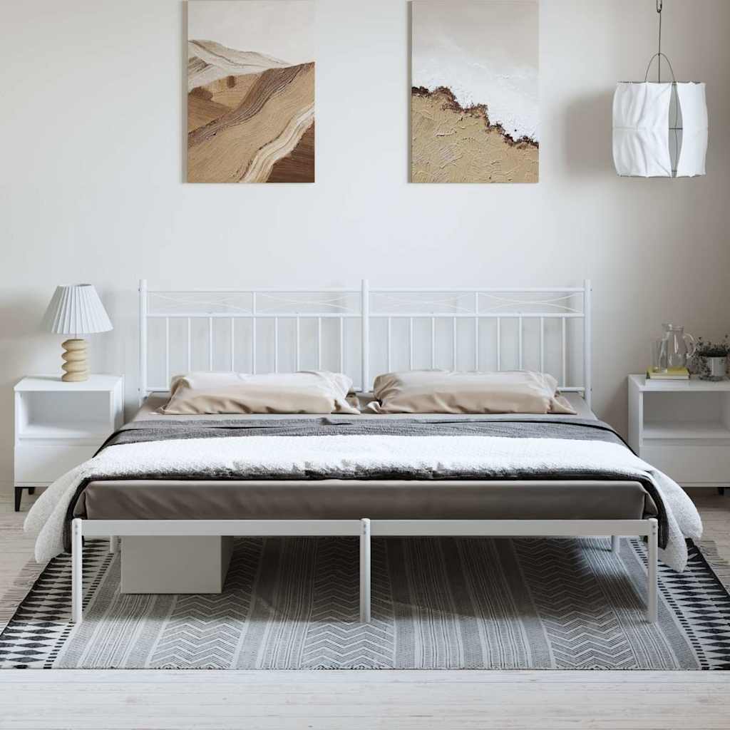 sengeramme med sengegavl 193x203 cm metal hvid