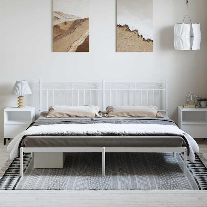 sengeramme med sengegavl 193x203 cm metal hvid