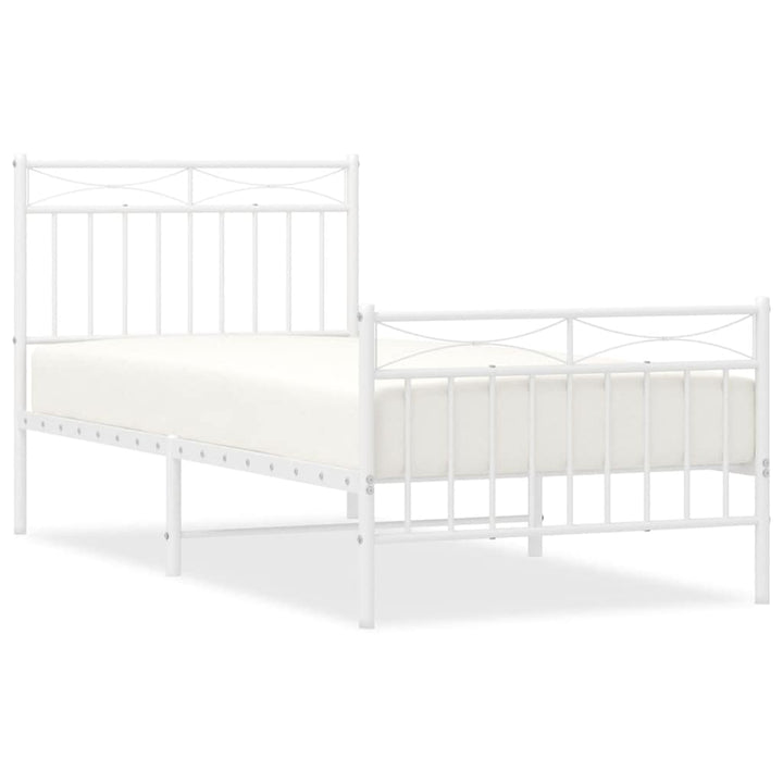 sengeramme med sengegavl og fodgærde 90x190 cm metal hvid