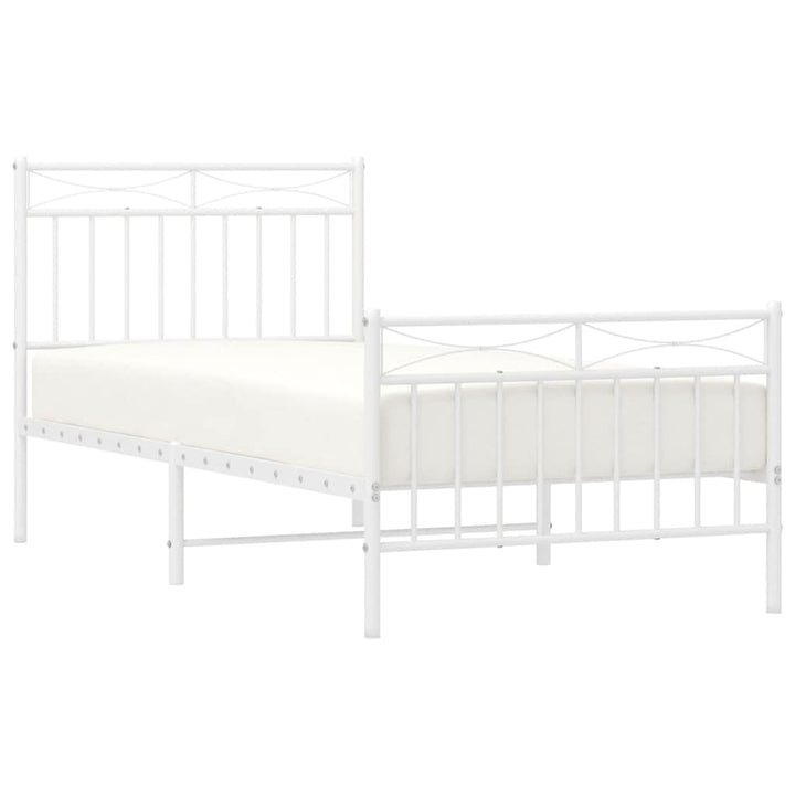 sengeramme med sengegavl og fodgærde 90x190 cm metal hvid