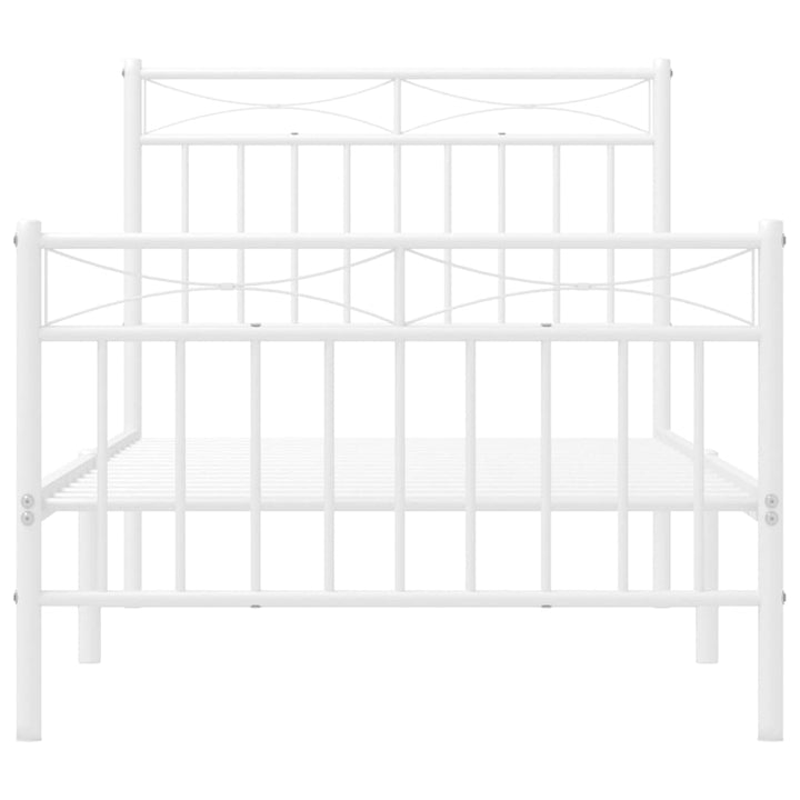 sengeramme med sengegavl og fodgærde 90x190 cm metal hvid