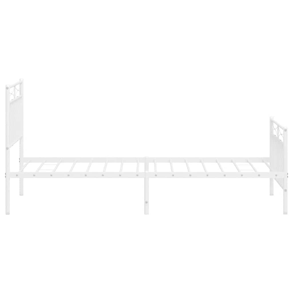 sengeramme med sengegavl og fodgærde 90x190 cm metal hvid