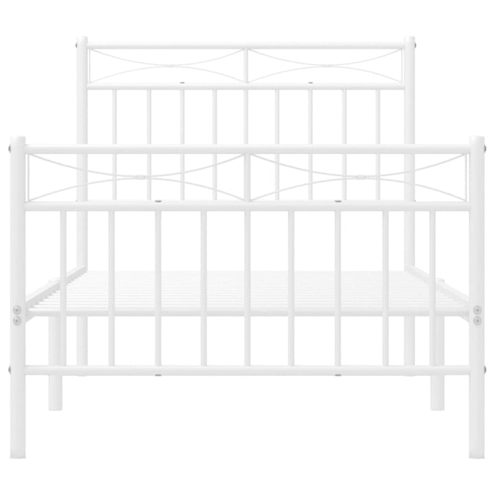 sengeramme med sengegavl og fodgærde 90x200 cm metal hvid