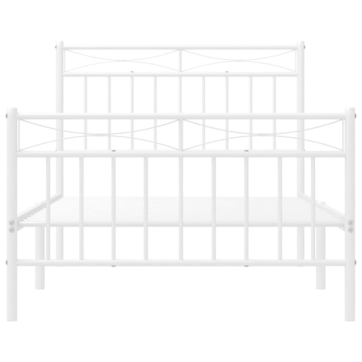 sengeramme med sengegavl og fodgærde 100x190 cm metal hvid