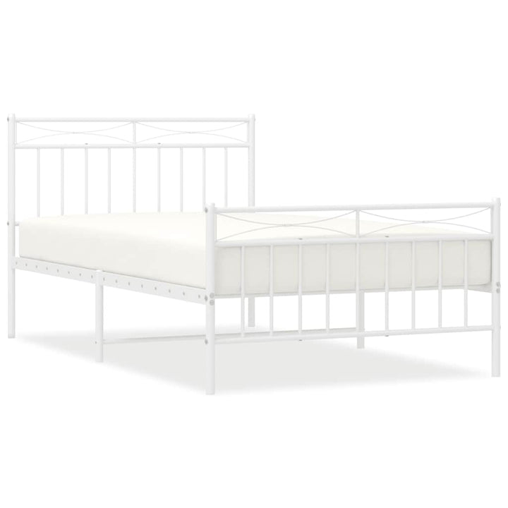sengeramme med sengegavl og fodgærde 100x200 cm metal hvid