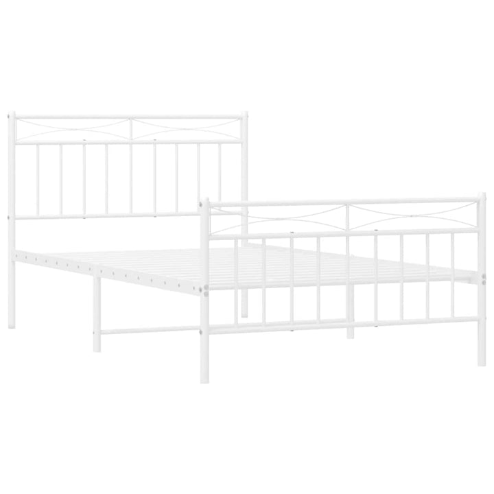 sengeramme med sengegavl og fodgærde 100x200 cm metal hvid