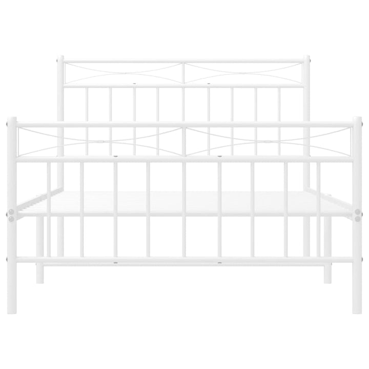 sengeramme med sengegavl og fodgærde 100x200 cm metal hvid