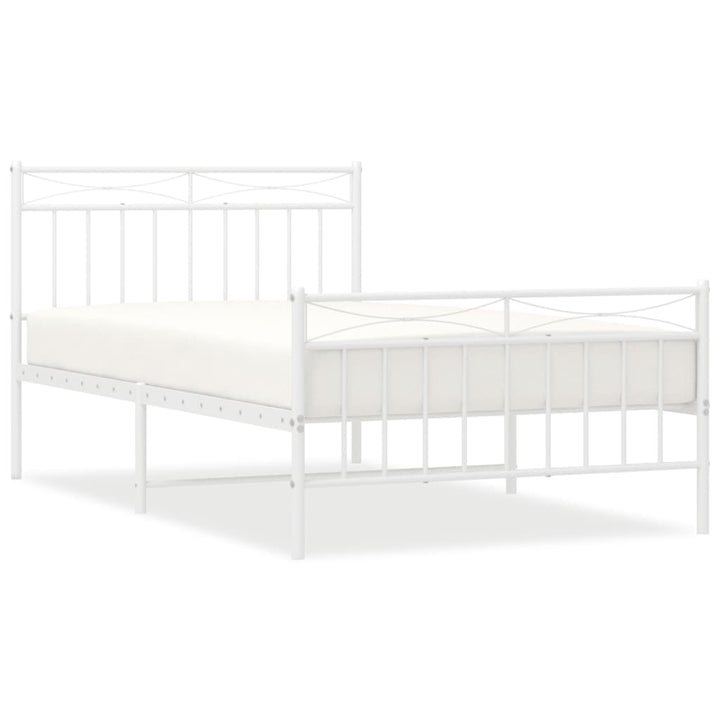 sengeramme med sengegavl og fodgærde 107x203 cm metal hvid
