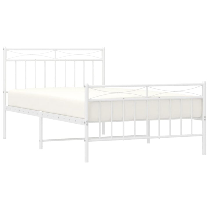 sengeramme med sengegavl og fodgærde 107x203 cm metal hvid