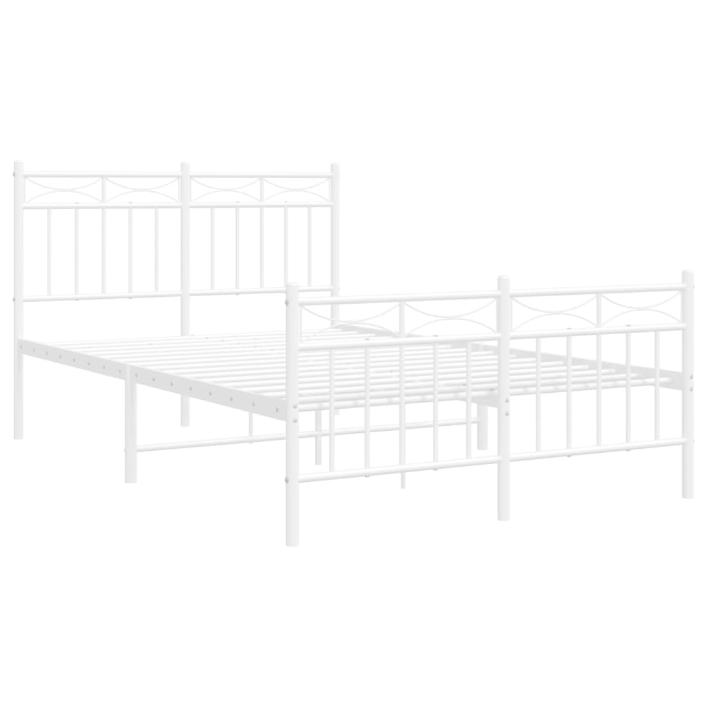 sengeramme med sengegavl og fodgærde 120x200 cm metal hvid