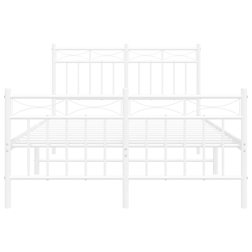 sengeramme med sengegavl og fodgærde 120x200 cm metal hvid