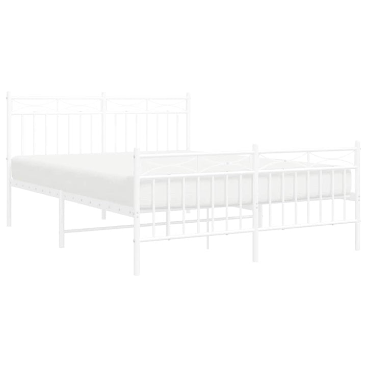 sengeramme med sengegavl og fodgærde 135x190 cm metal hvid
