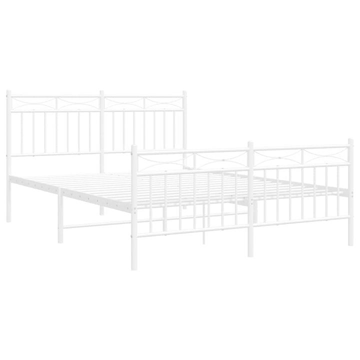 sengeramme med sengegavl og fodgærde 135x190 cm metal hvid