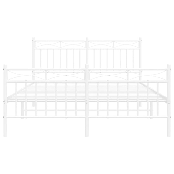 sengeramme med sengegavl og fodgærde 135x190 cm metal hvid