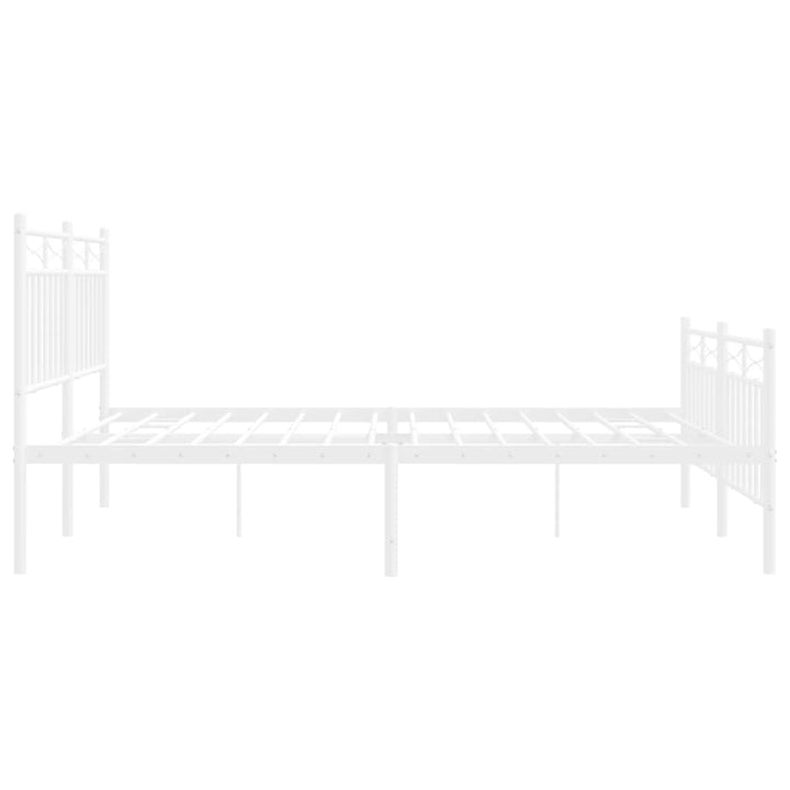 sengeramme med sengegavl og fodgærde 140x190 cm metal hvid