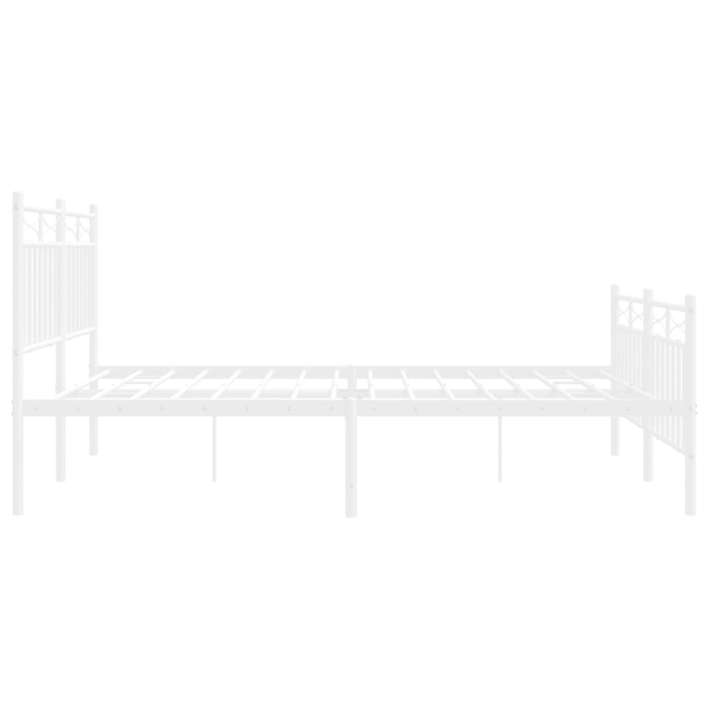 sengeramme med sengegavl og fodgærde 140x200 cm metal hvid