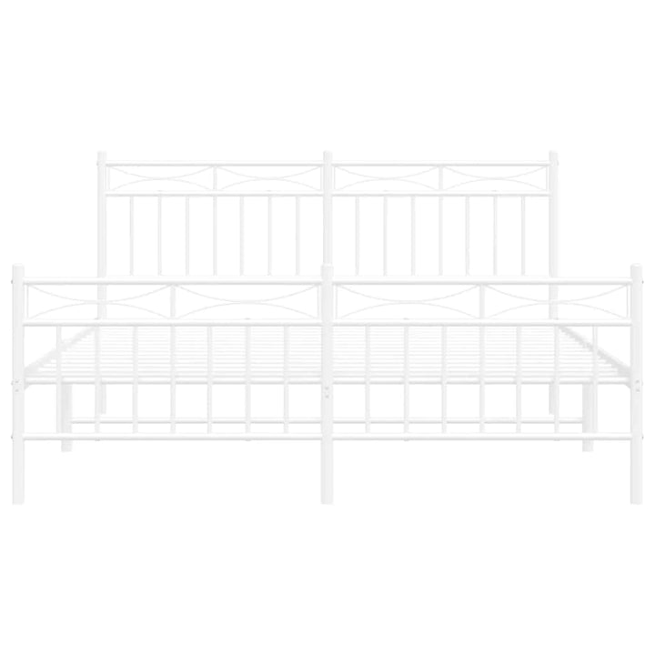 sengeramme med sengegavl og fodgærde 150x200 cm metal hvid