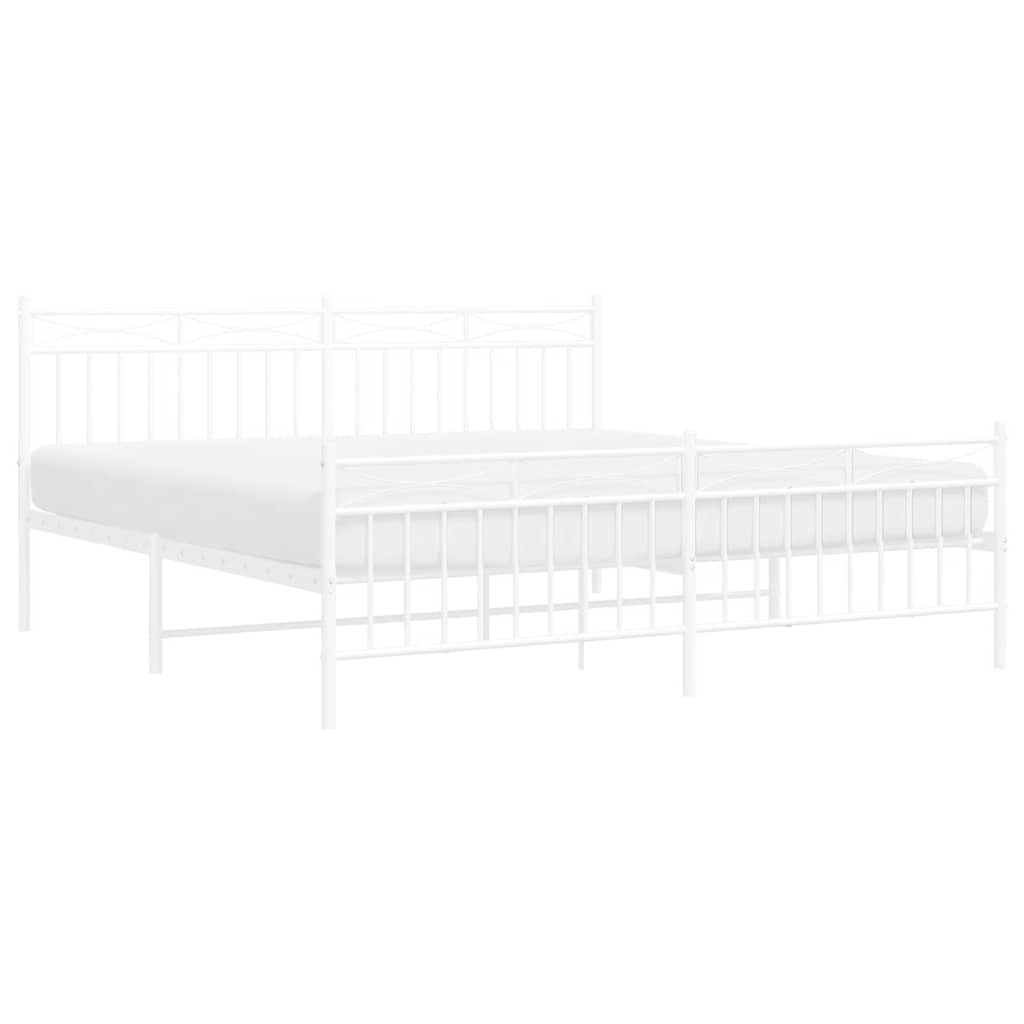 sengeramme med sengegavl og fodgærde 183x213 cm metal hvid