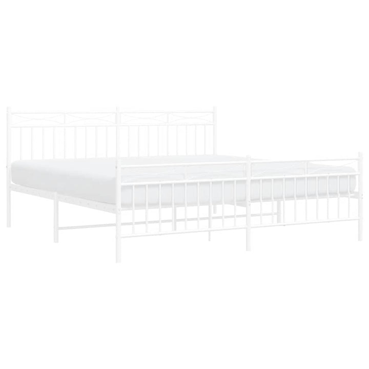 sengeramme med sengegavl og fodgærde 183x213 cm metal hvid