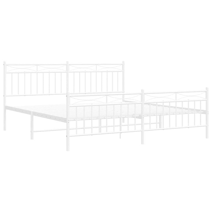 sengeramme med sengegavl og fodgærde 183x213 cm metal hvid