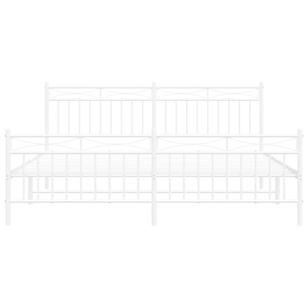 sengeramme med sengegavl og fodgærde 183x213 cm metal hvid