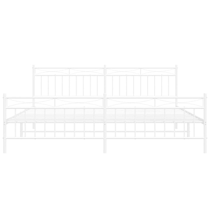 sengeramme med sengegavl og fodgærde 193x203 cm metal hvid