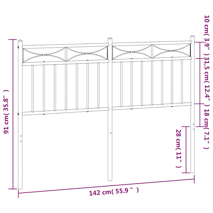 udskiftningsgavl 135 cm metal hvid