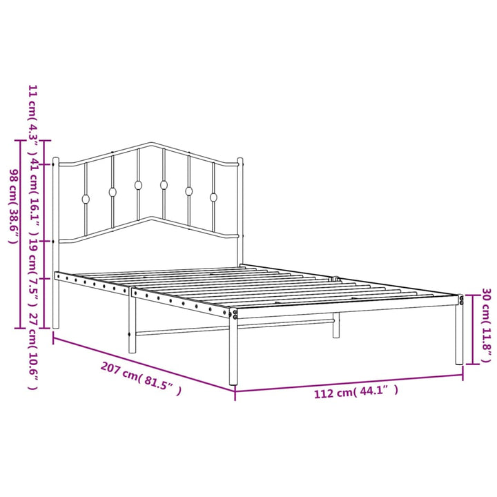 sengeramme med sengegavl 107x203 cm metal sort