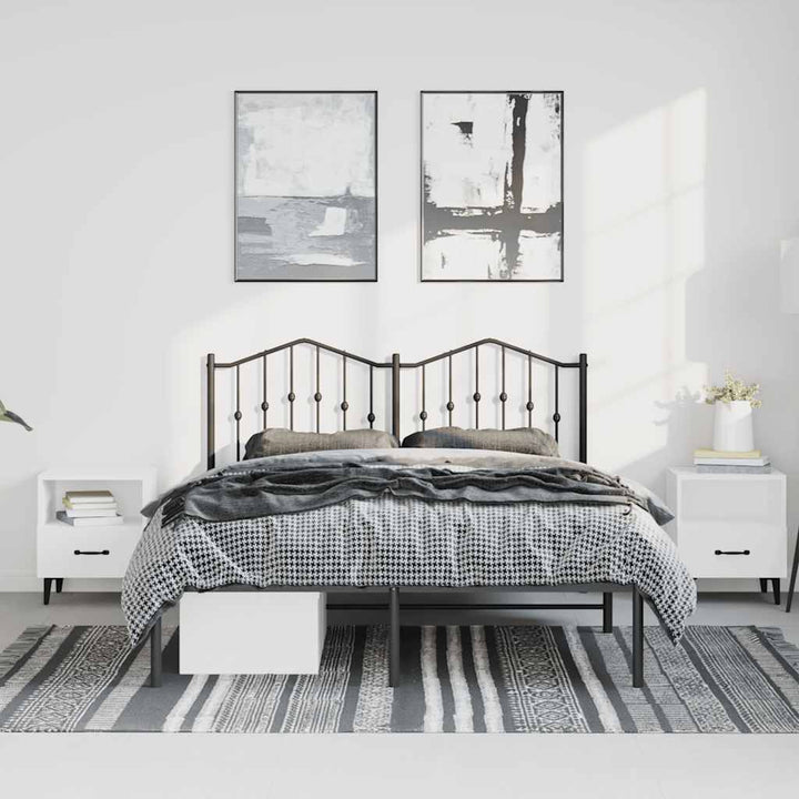 sengeramme med sengegavl 135x190 cm metal sort