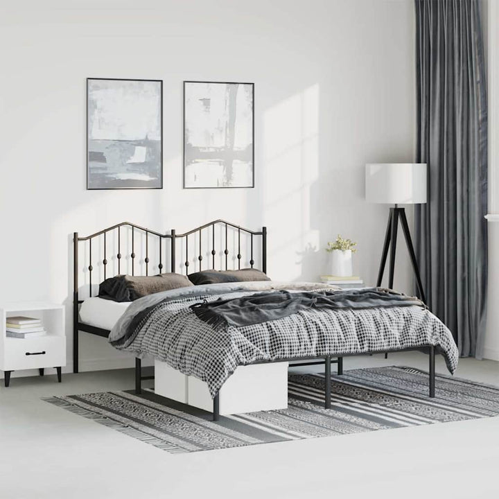 sengeramme med sengegavl 135x190 cm metal sort