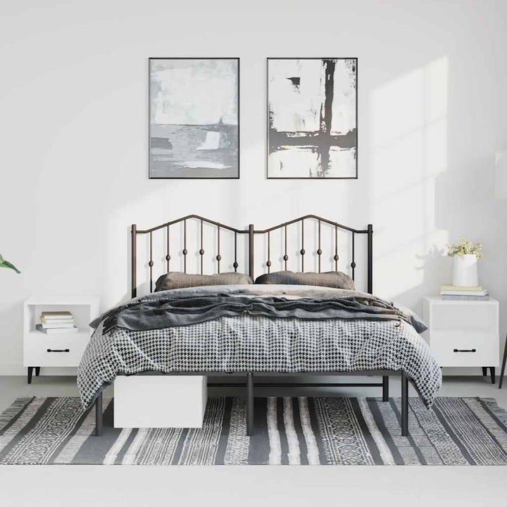 sengeramme med sengegavl 150x200 cm metal sort
