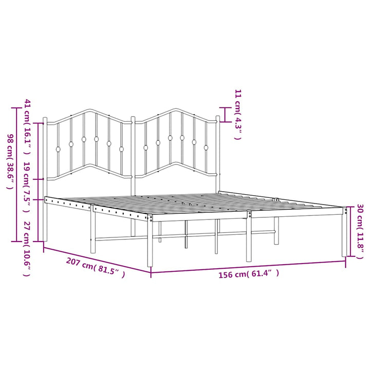 sengeramme med sengegavl 150x200 cm metal sort