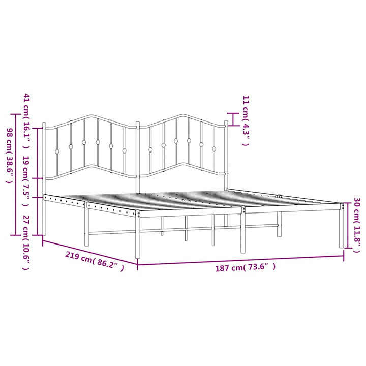 sengeramme med sengegavl 183x213 cm metal sort