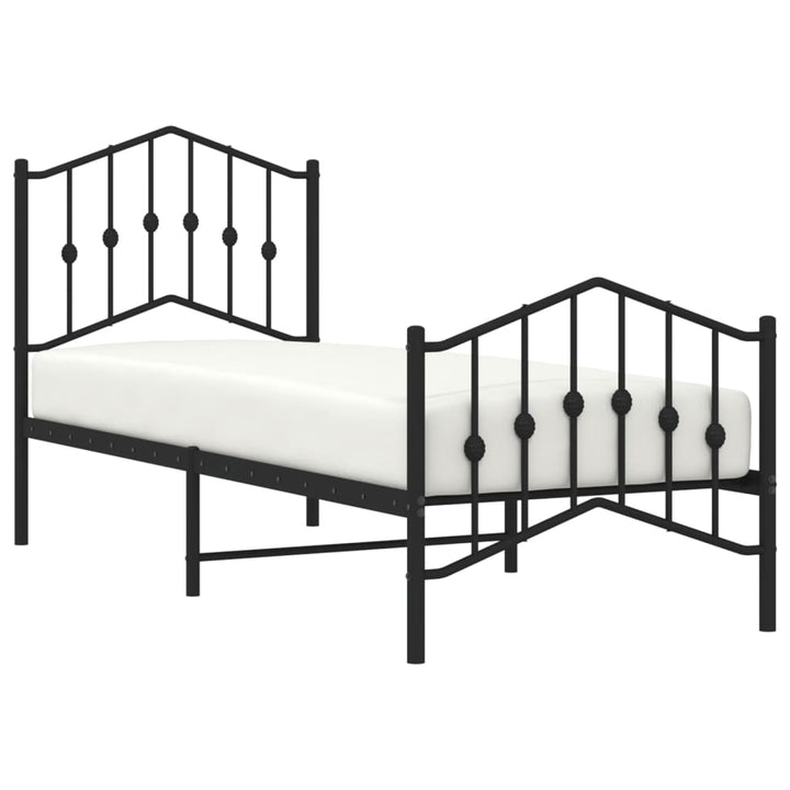 sengeramme med sengegavl og fodgærde 75x190 cm metal sort