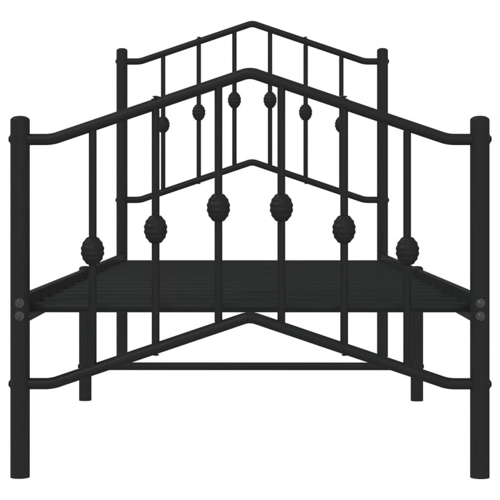 sengeramme med sengegavl og fodgærde 75x190 cm metal sort