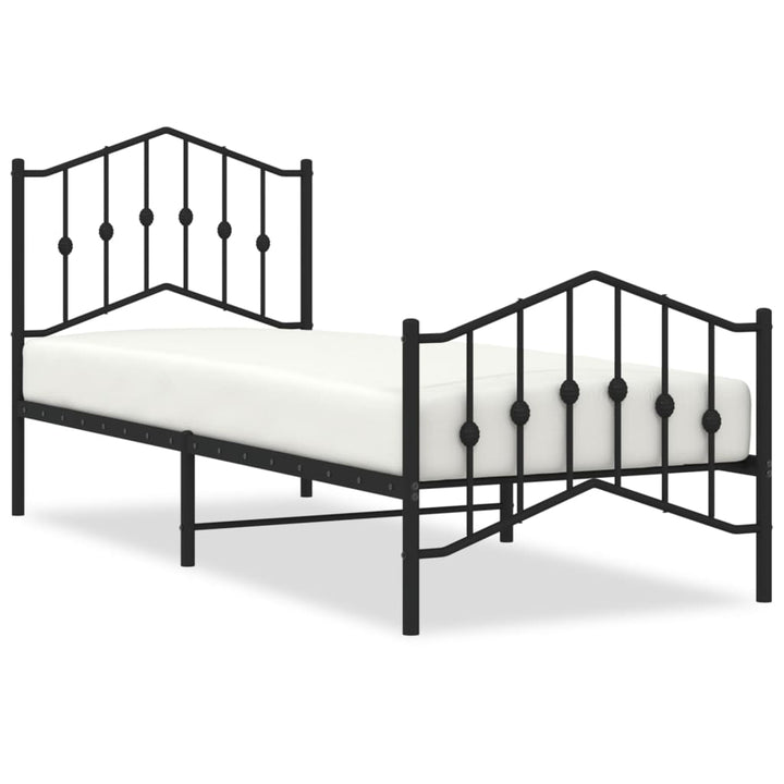 sengeramme med sengegavl og fodgærde 80x200 cm metal sort