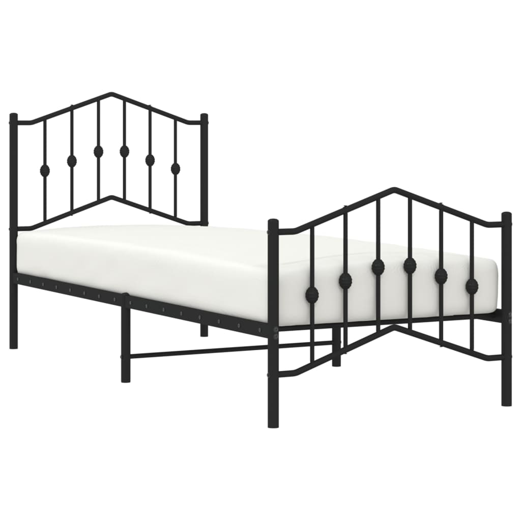sengeramme med sengegavl og fodgærde 80x200 cm metal sort