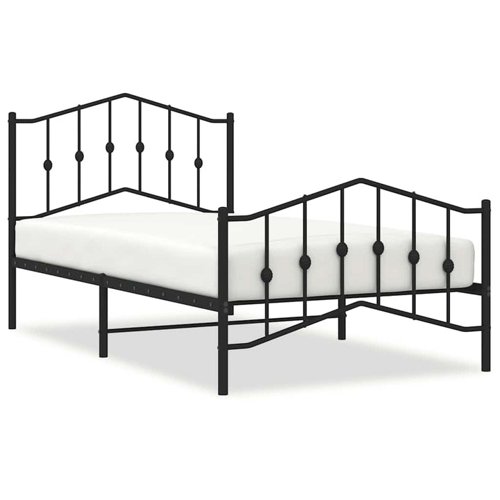 sengeramme med sengegavl og fodgærde 100x190 cm metal sort