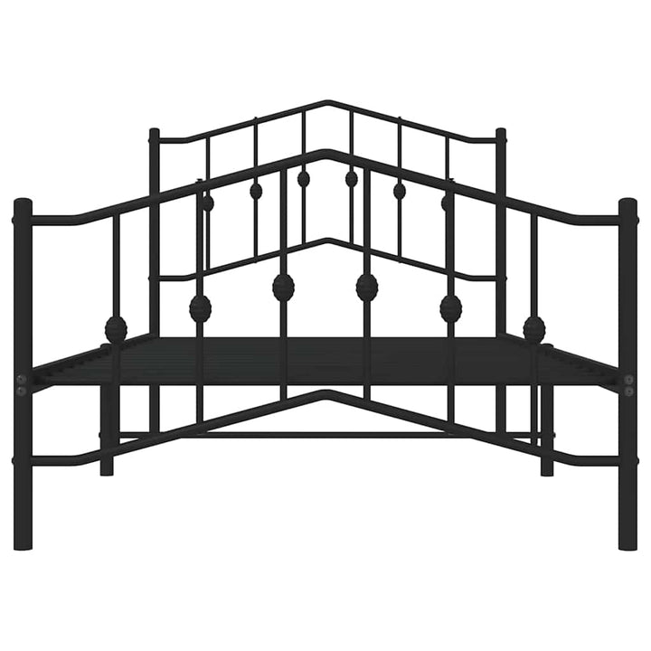 sengeramme med sengegavl og fodgærde 100x190 cm metal sort