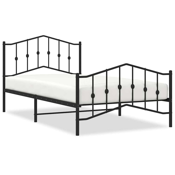 sengeramme med sengegavl og fodgærde 100x200 cm metal sort
