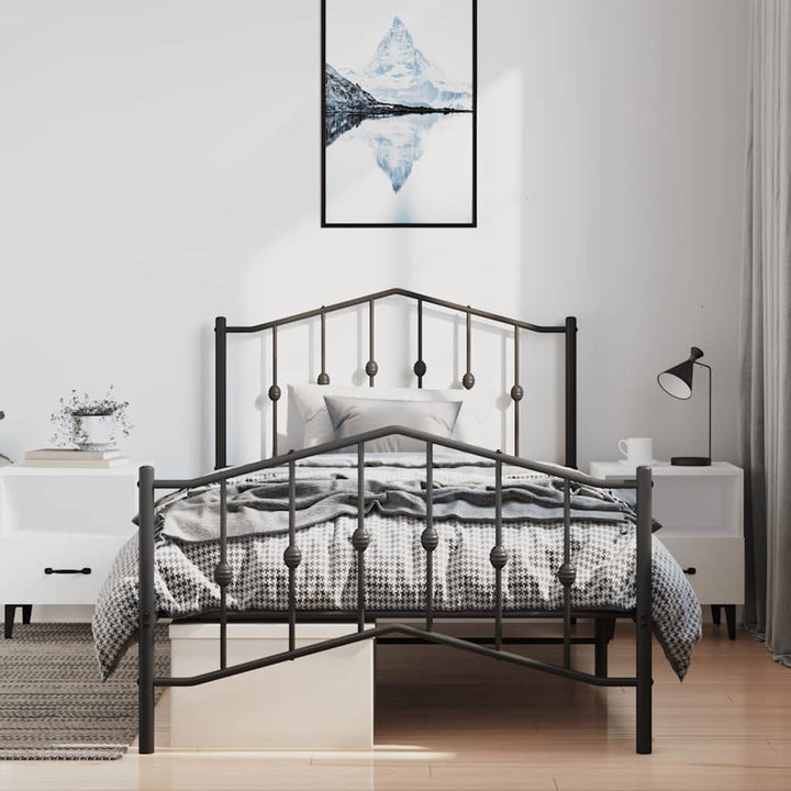 sengeramme med sengegavl og fodgærde 100x200 cm metal sort