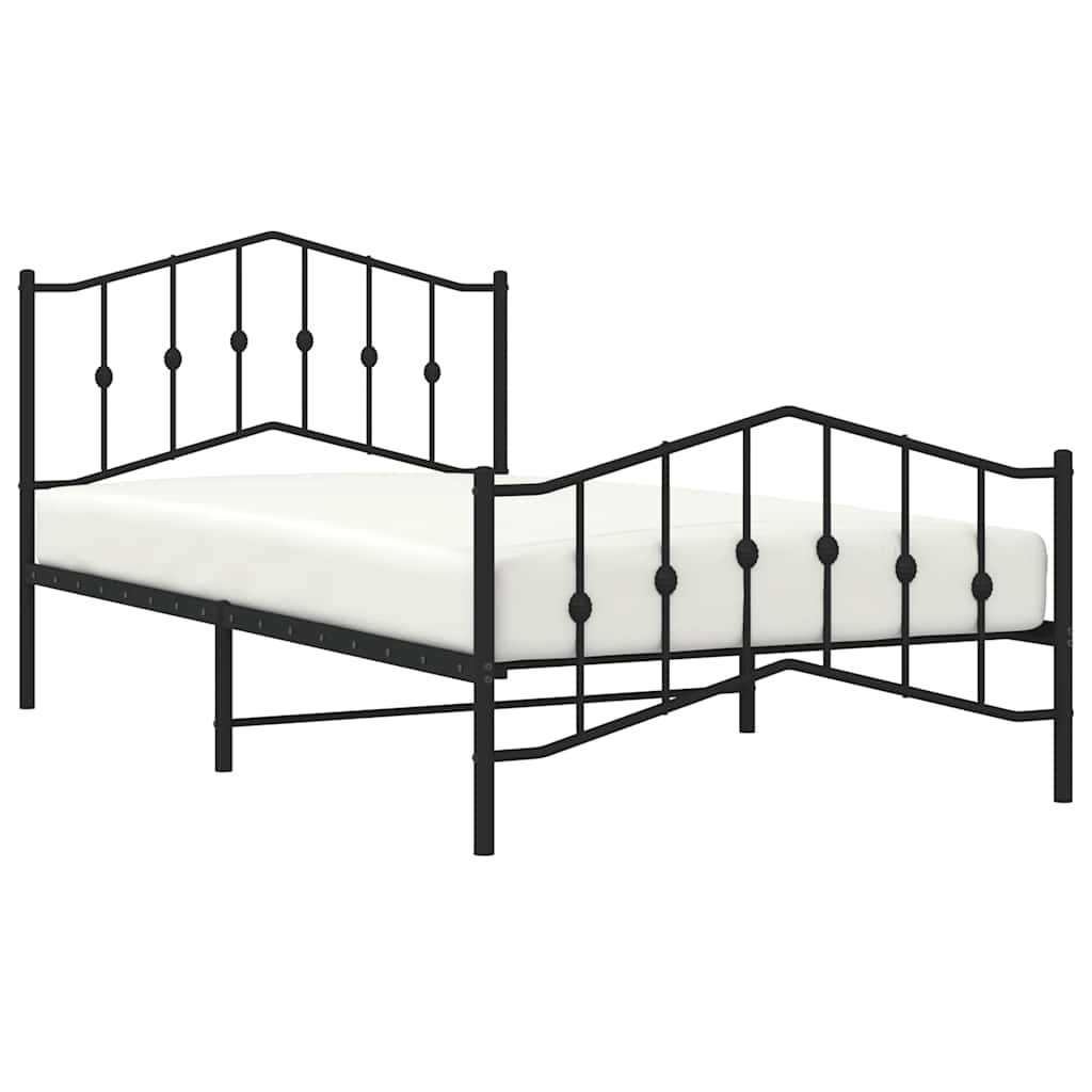 sengeramme med sengegavl og fodgærde 100x200 cm metal sort