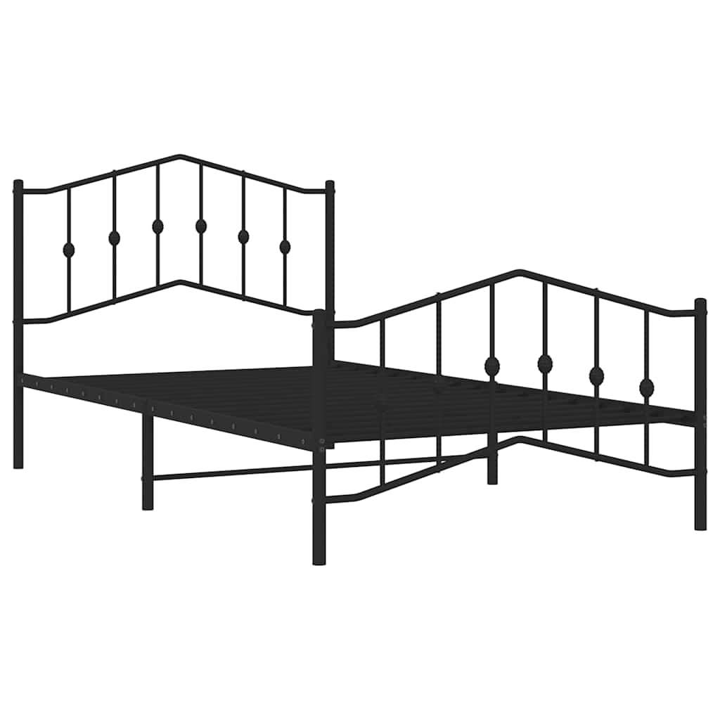 sengeramme med sengegavl og fodgærde 100x200 cm metal sort