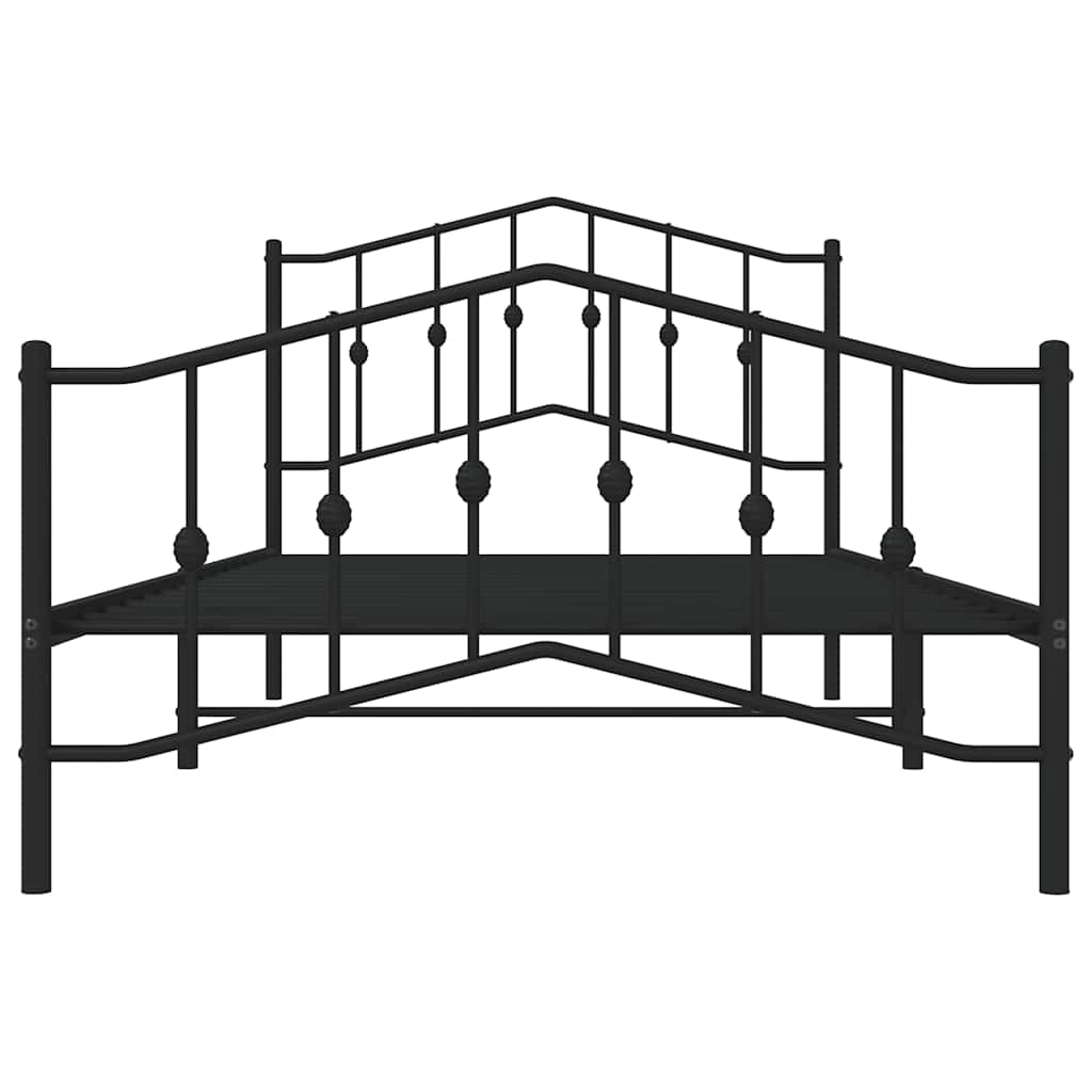 sengeramme med sengegavl og fodgærde 100x200 cm metal sort