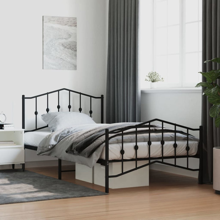 sengeramme med sengegavl og fodgærde 107x203 cm metal sort