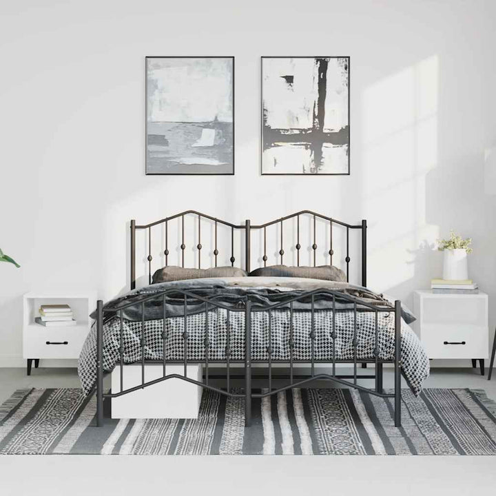 sengeramme med sengegavl og fodgærde 135x190 cm metal sort