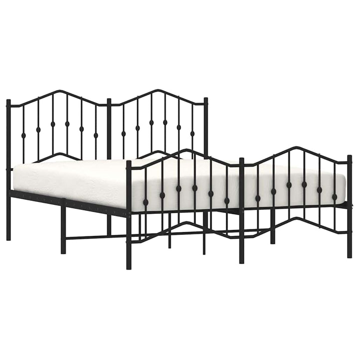 sengeramme med sengegavl og fodgærde 135x190 cm metal sort