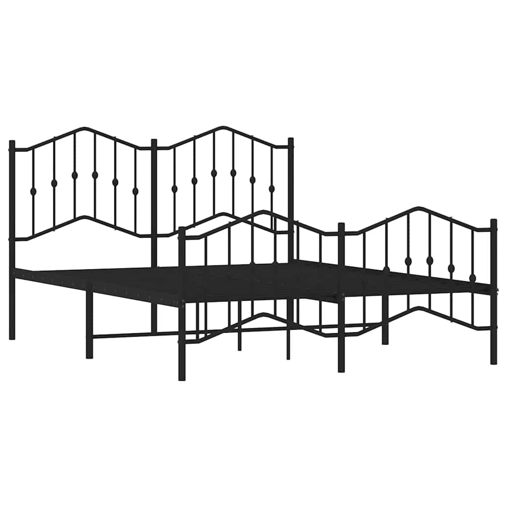 sengeramme med sengegavl og fodgærde 135x190 cm metal sort